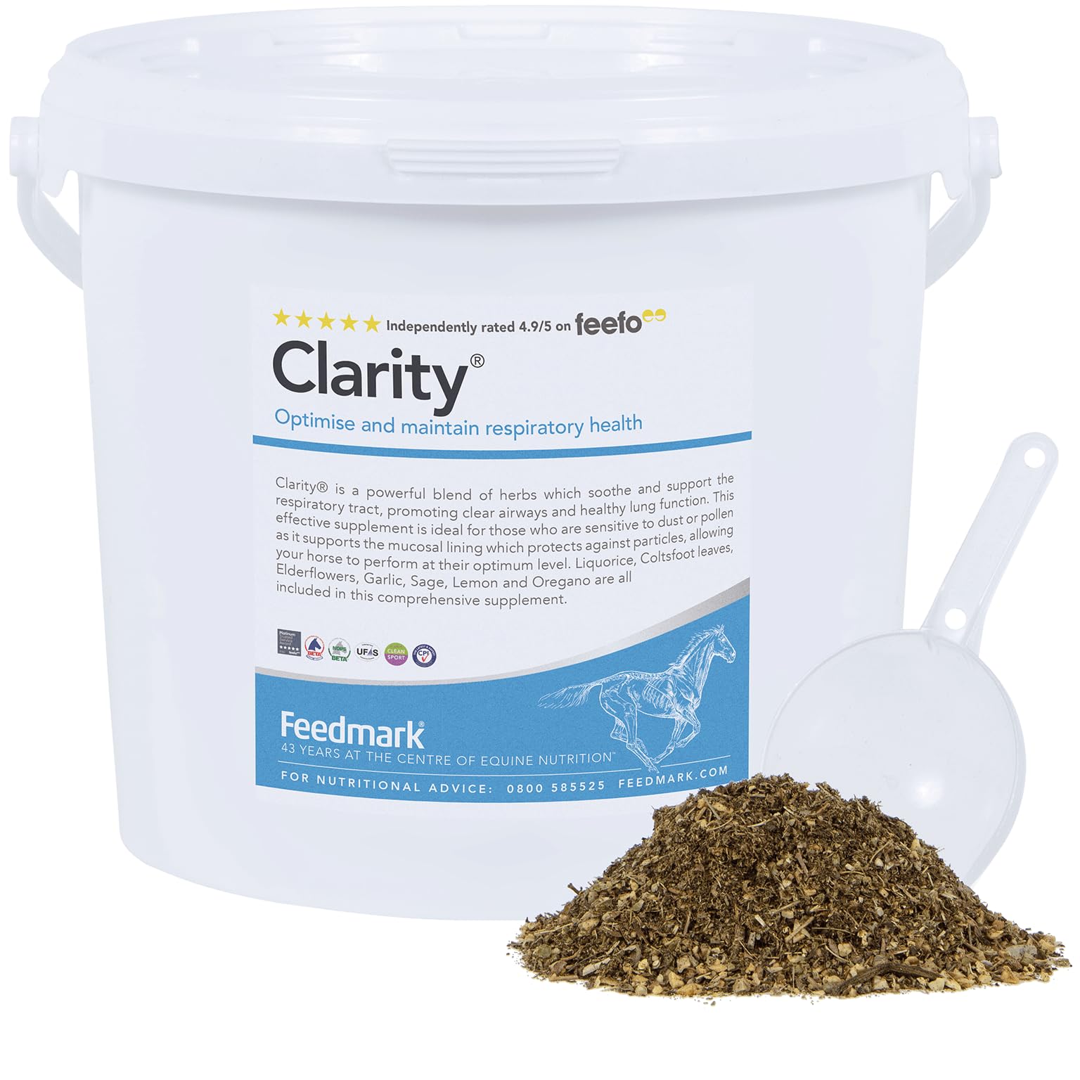 FEEDMARK CLARITY® | Premium Horse Supplement To Optimise & Maintain Respiratory Health | 29 Days Supply | 1.75kg | 100% British Made | UFAS & BETA NOPS Accredited