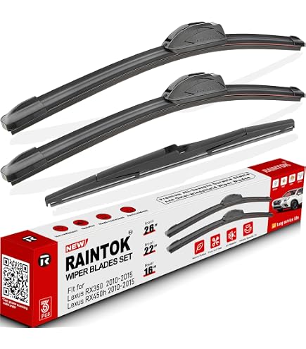 HQ Automotive Aero Wiper Blades For Lexus RX 2008-up – 3pc Set, 26/22/16 Inch, Frameless