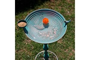 VEWOGIFT Bird Bath for Outside, 13'' Dia Bird Bath with Bird Feeder, Pedestal Bird Baths Decor for Yard, Garden, Lawn