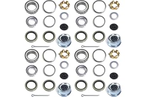 OZISENS 4 Sets 25580 15123 Trailer Axle Hub Bearings Kit for 5200-6000 lbs Trailer #D42 Tapered Spindle with 21333TB Grease Seals, 2.44'' Dust Caps,Rubber Plugs, Cotter Pins,Spindle Nuts and Washers