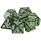 Q Workshop Call of Cthulhu: Black and Green Dice, Set of 7