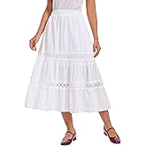 Ystguic Ruffle Skirts for Women Tiered Eyelet Elastic Waist Flowy Vocation Skirts