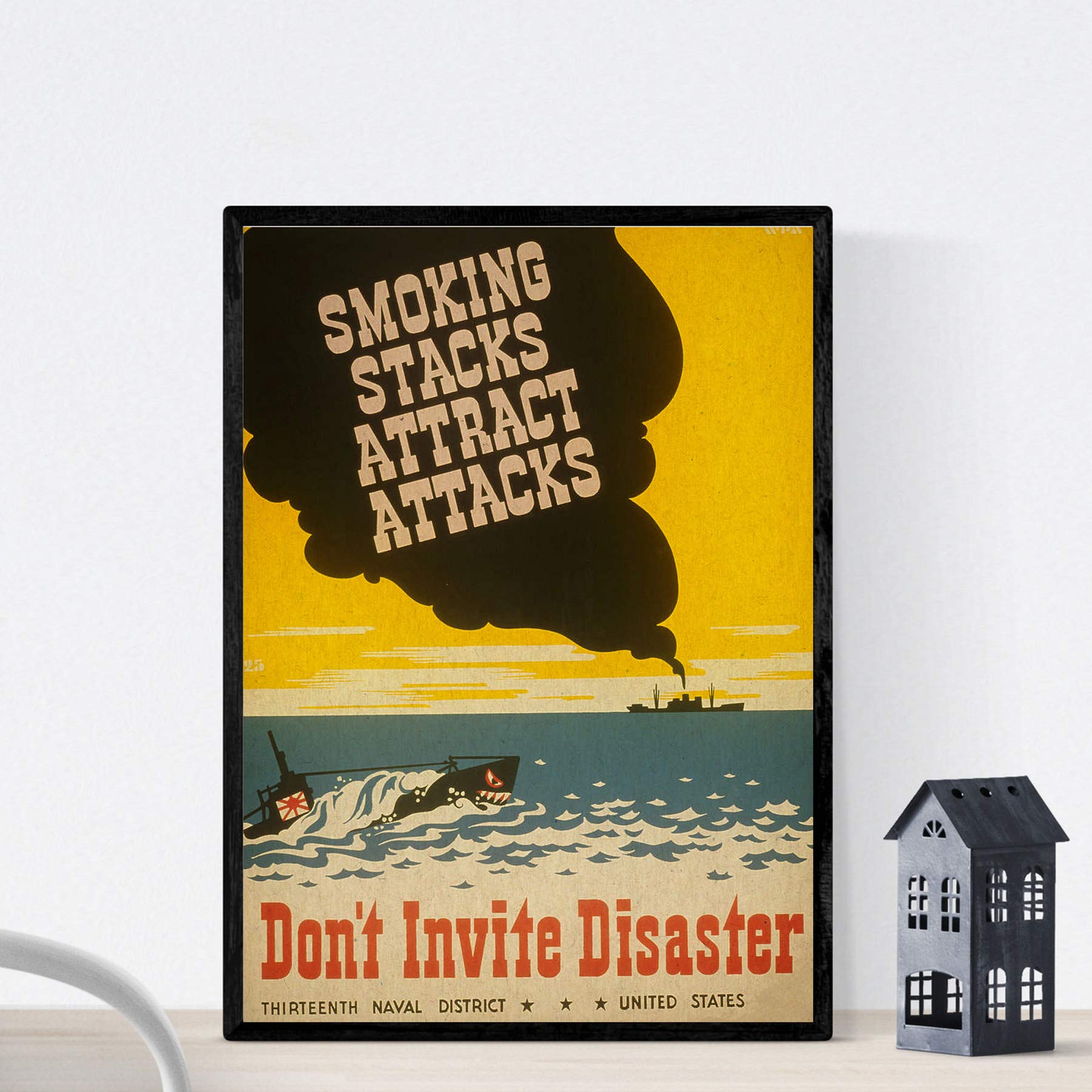 Nacnic Vintage Poster Vintage poster of the US Naval District. Dont Invite Disaster. A4 size — image 1