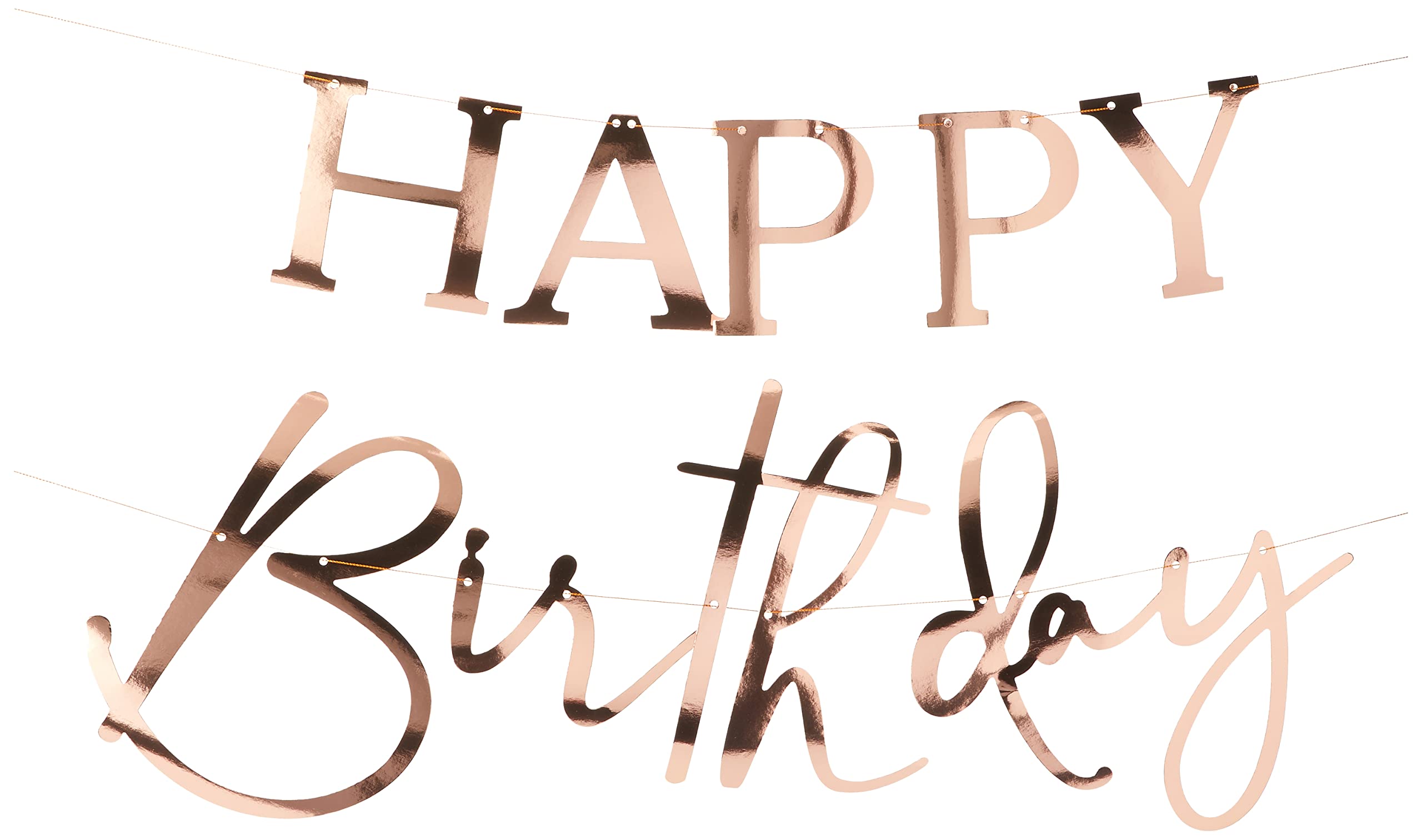 Ginger Ray Floral Rose Gold Happy Birthday Banner - Lets Par Tea