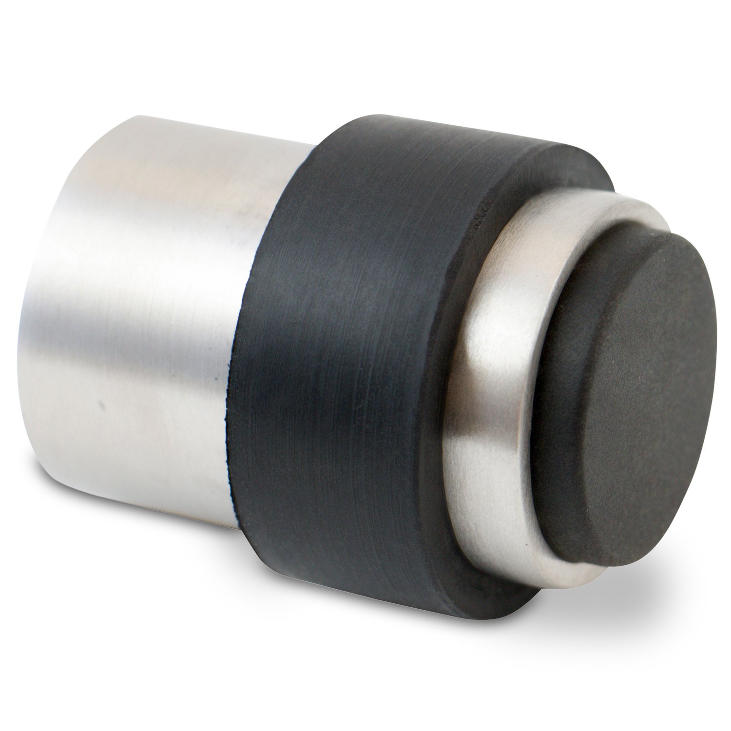 Stoppwerk Door Stop Stainless Steel - Silver, Decorative Wall/Floor Mounted Doorstop, Extra-Soft Rubber, Ø3.5cm H: 4.5cm, 1 Piece