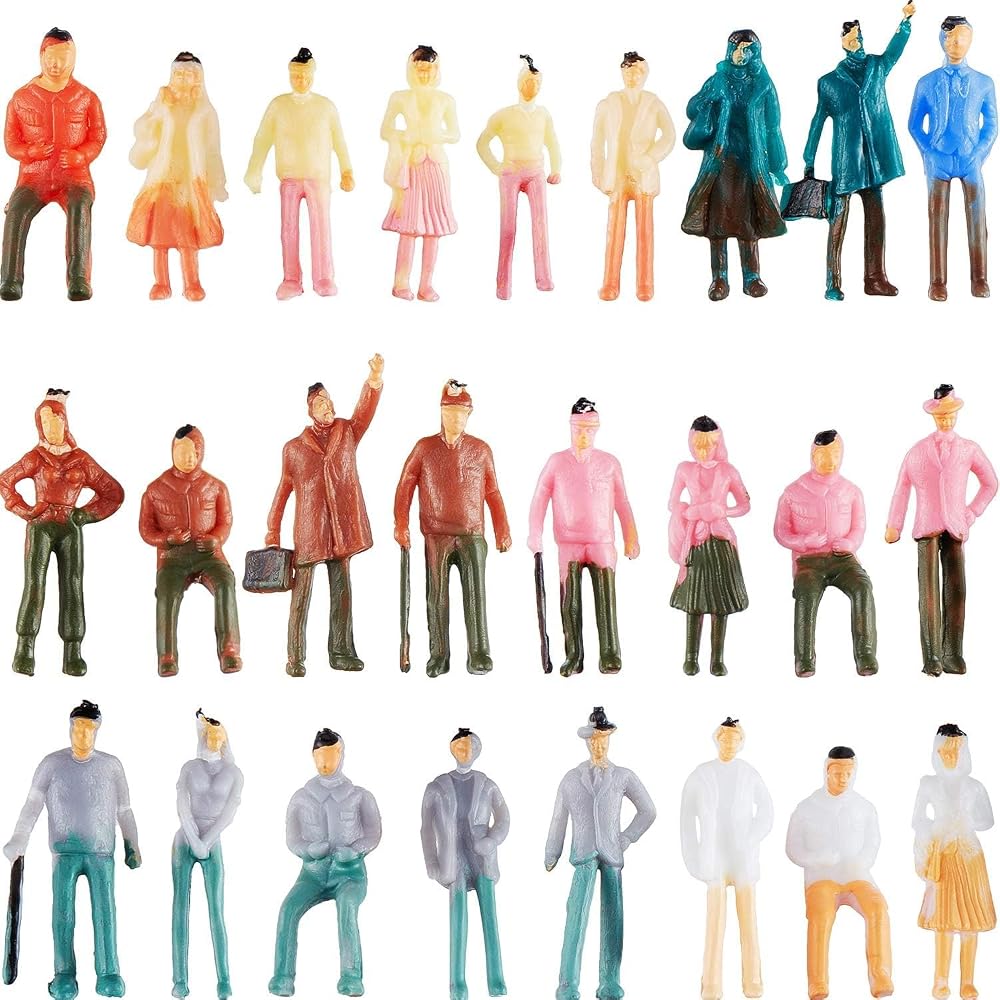 Gejoy 100 Pieces 1:75 Scale Model Trains Figures Tiny People Sitting Standing
