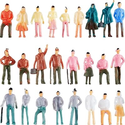 Gejoy 100 Pieces 1:75 Scale Model Trains Figures Tiny People Sitting Standing