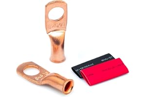 Wirefy 8 Gauge 5/16" Wire Lugs - Copper Cable Lugs - Battery Wire Connectors - Ring Terminals - Crimp Battery Cable Ends - 10 PCS