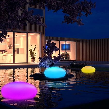 Blibly Solar Garden Lights Outdoor Glow Cobblestone Shape Garden Decor Light White Rgb Lights Waterproof Landscape Night Lights For Lawn Patio Pathway Garden Paths Landscape Pool Swimming Pool Amazon In Home Kitchen