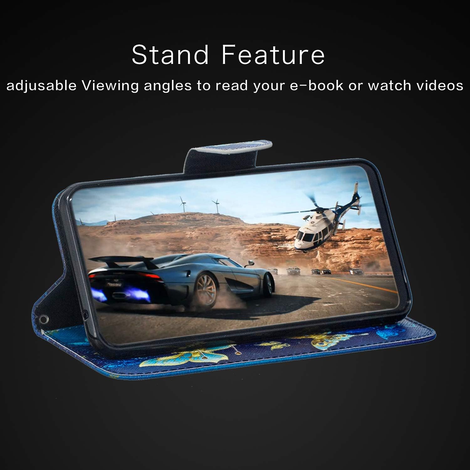 Thoankj Samsung Galaxy S20 FE Case Flip Shockproof PU Leather Wallet Cases with Stand Magnetic Card Holder Gel TPU Silicone Bumper Folio Slim Protective Phone Cover for Samsung S20 FE Blue Butterfly - Image 4