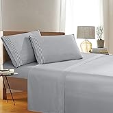 Elegant Comfort 1500 Thread Count Wrinkle & Fade Resistant Egyptian Quality 4-Piece Bed Sheet Set Ultra Soft Luxurious Set Includes Flat Sheet, Fitted Sheet and 2 Pillowcases, Full, Classic Silver