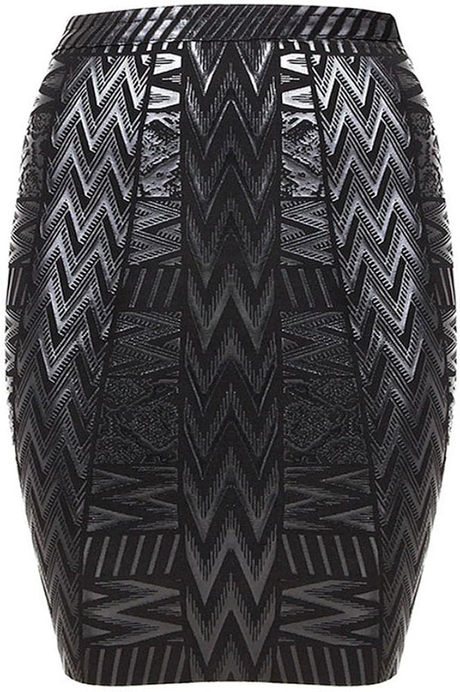 HLBandage Leather Metallic High Waist Bandage Skirt at  Women’s Clothing store