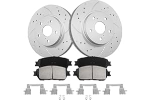 ANPULSERO FIWRILUVX Anpulsero Front Brake Kit, Drilled and Slotted Brake Rotors Brake Pads Compatible with 2004-2010 Toyota Sienna, 2005-2006 Toyota Camry (SE XLE V6 Models ONLY)| Anti-Rust Geomet Coated |296mm(11.7in)