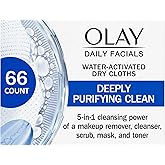 Olay Makeup Remover Wipes, Daily Facials Deep Clean Face Cleanser for Normal to Oily Skin, Alcohol & Fragrance Free, Soft Face Wash Towels, Travel Essentials for Women, Convenient Dry Cloths, 66 ct