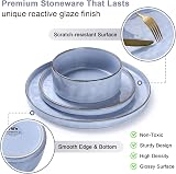 Homikit 18-Piece Reactive Glaze Stoneware Dinner Set for 6 Myosotis Blue view 3