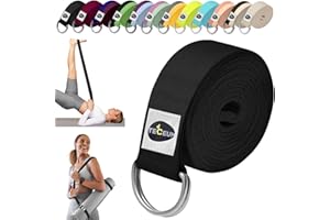 TECEUM Yoga Strap & Mat Strap – 2 IN 1 – Cotton – 6 ft 8 ft 10 ft (30+ colors) – Adjustable Non-Slip Belt for Yoga, Pilates, Stretching, Physical Therapy, Fitness & Home Workout – For Carrying Mats