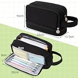 Alyvisun Large Capacity Pencil Case 3 Compartments with Handle Canvas view 7