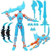 masijssa Titan 13 Action Figures (Grow in The Dark Blue) T13 3D Action Figure Set Already Assembled Dummy Robot Nova 13 Printed Multi-Jointed Movable Toy for Gift Collectors (Blue Orange + Dog)