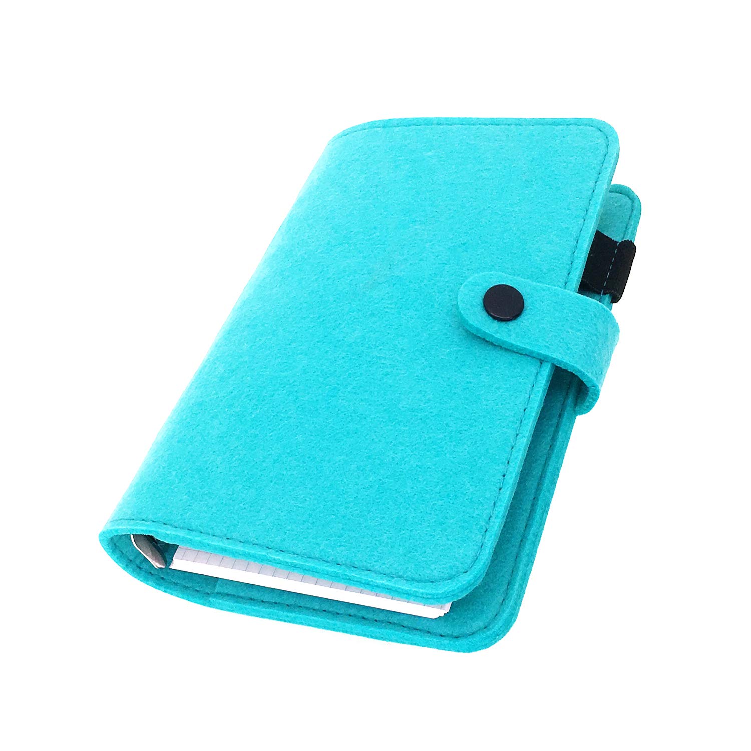 A6/ A5 6-Holes Felt Cover Round Ring View Binder File Folder for Loose Leaf Sheet Protectors/Binder Cover Protector, Aqua Mint, A6 mini Set