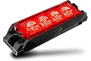 LAMPHUS NanoFlare 4" 4W Red LED Surface Mount Police Grill Strobe Warning Light [Sync-able Modes] 12V Rectangle Grille Flashing Emergency Fire Light for EMS Responder Firefighter Vehicle Car