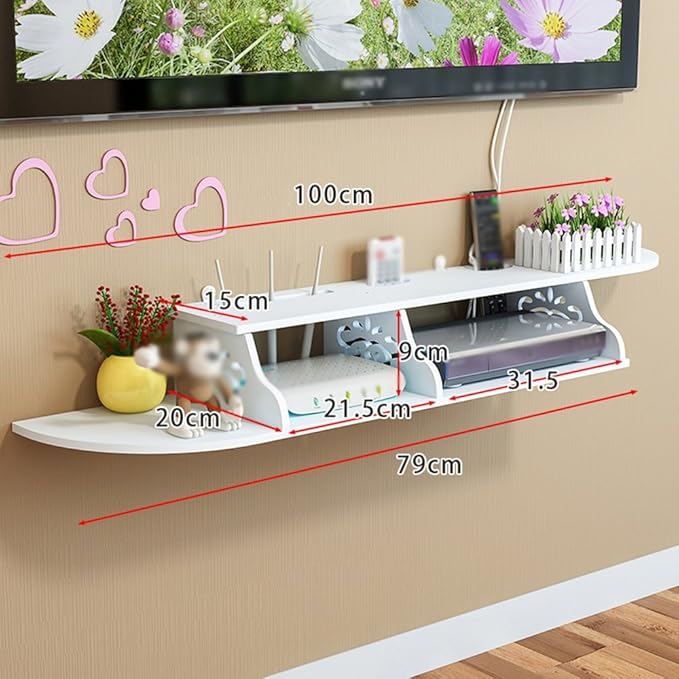 Tv Set Top Box Rack Two Grid Free Punch Shelves Remote Control Storage Box Living Room Tv Wall Mount Bedroom Wall Mounted Shelves Router Partition Living Room Wall Shelf 1009cm Home Kitchen Amazon Com