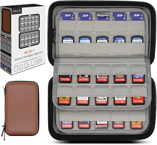 Amazon Co Jp Sisma カードケース 80枚収納 For Nintendo Switch Ps Vita Sdカード ゲームの整理用 ケース Eva素材 収納 ポーチ 褐色 家電 カメラ
