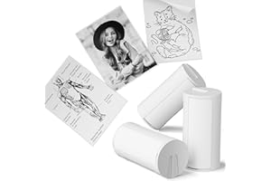 ETIKEZ Genuine Self-Adhesive Thermal Printer Stickers, Compatible with PM290C Mini Sticker Printer, Black on White, 54mmx3.2m Sticker Paper for Journal, Study, Photos, Note, 3 Rolls, White