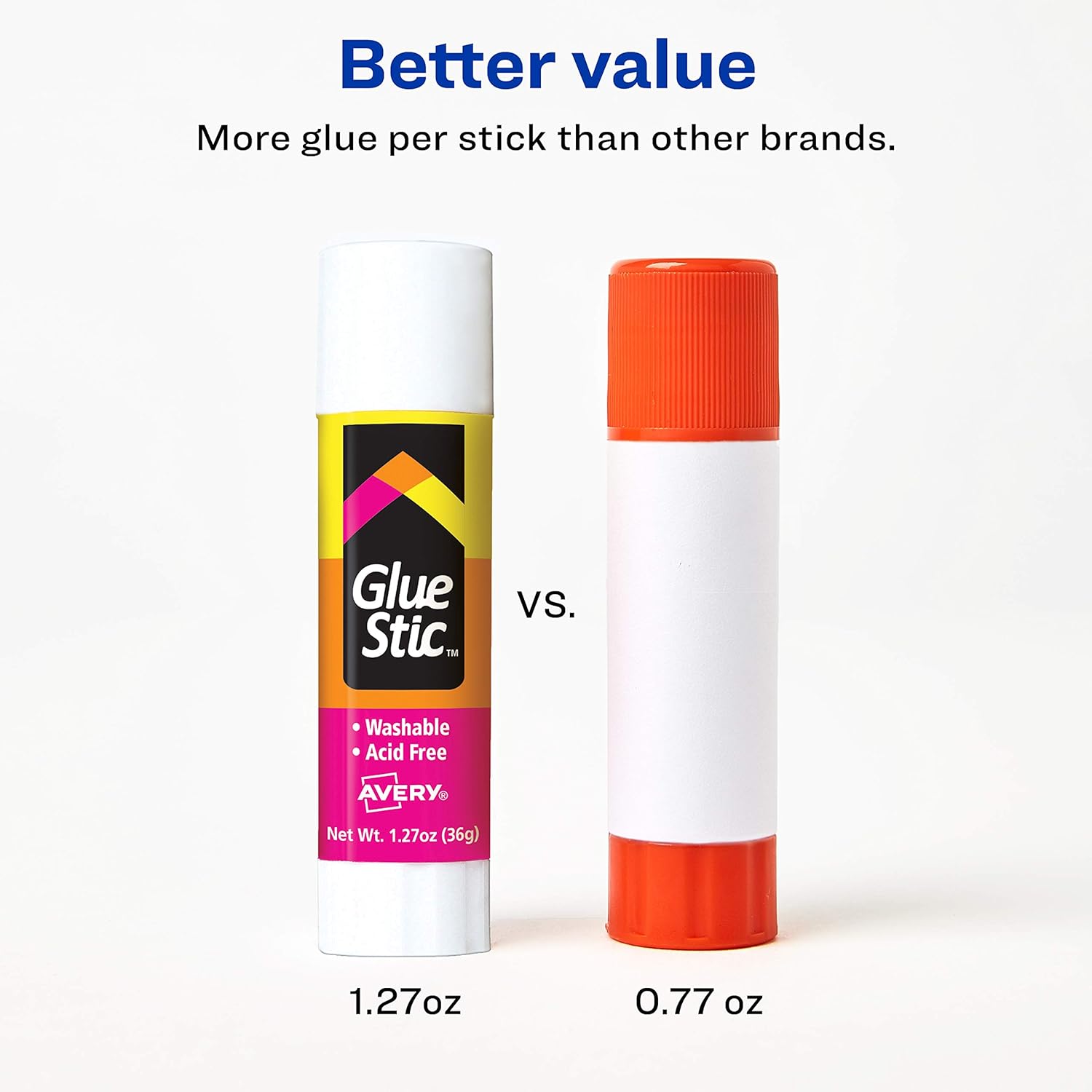 Avery Glue Stick White, Washable, Nontoxic, 1.27 oz. Permanent Glue Stic, 6pk (98073), Clear : Office Products