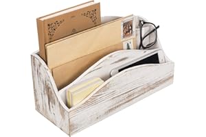 MyGift Vintage Whitewashed Wood Desktop 3-Slot Mail & Document Sorter