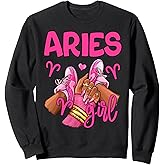 Aries Girl Birthday Queen Women Sneakers Zodiac Sign Sweatshirt