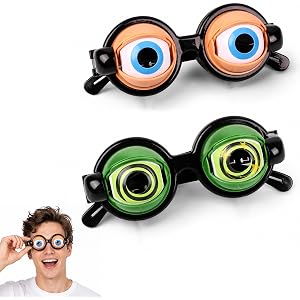 Kauvysaq 2-Piece Set with Funny Goggles, Funny Goggles and Funny Glasses for Adults, Classic and Vibrant Green Styles for Par