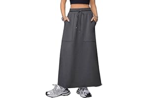 SOFIA'S CHOICE Women's Drawstring Maxi Skirt with Pockets High Waist A Line Long Skirts
