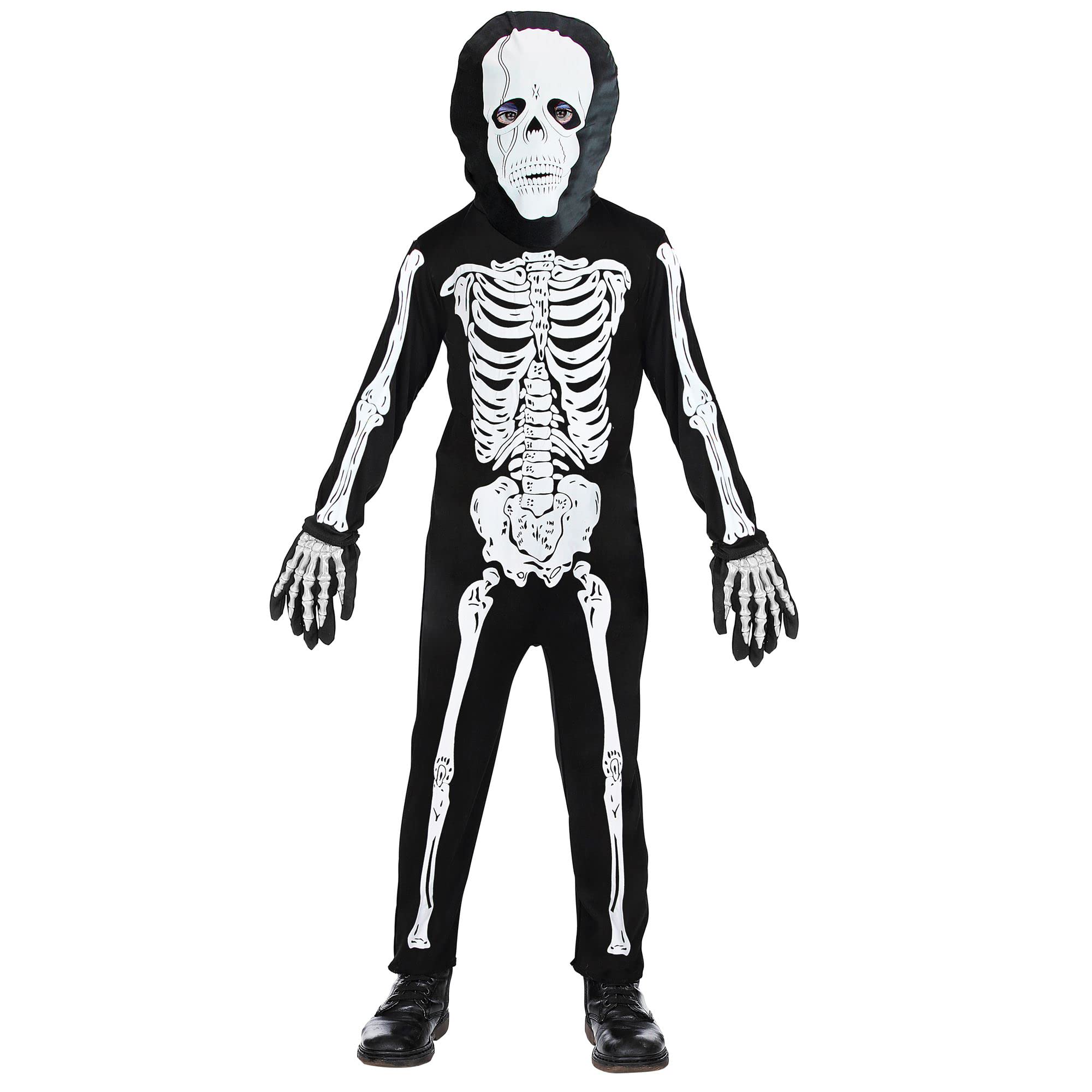 Widmann 38115 - Children's Skeleton Costume for Halloween Living Dead Fancy Dress, Black/White, 116 cm / 4-5 Years