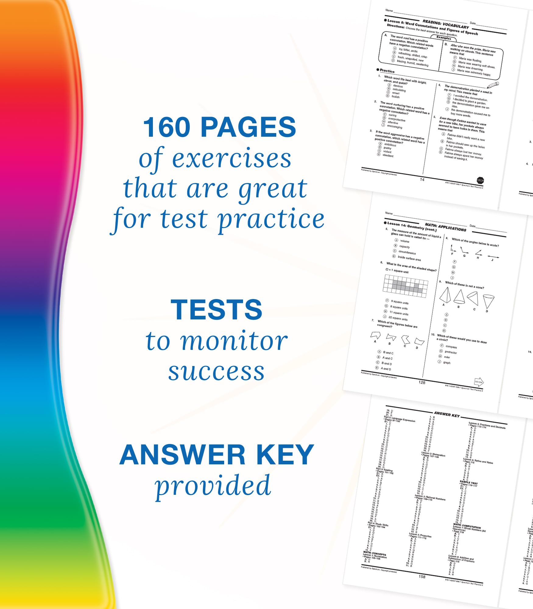 Spectrum Grade 6 Test Practice Workbooks, Ages 10 to 11, Math, Language Arts, and Reading Comprehension 6th Grade Test Practice, Reproducible Book, ... and Math Practice - 160 Pages (Volume 66) Spectrum Grade 6 Test Practice Workbooks, Ages 10 to 11, Math, Language Arts, and Reading Comprehension 6th Grade Test Practice, Reproducible Book, ... and Math Practice - 160 Pages (Volume 66) Paperback