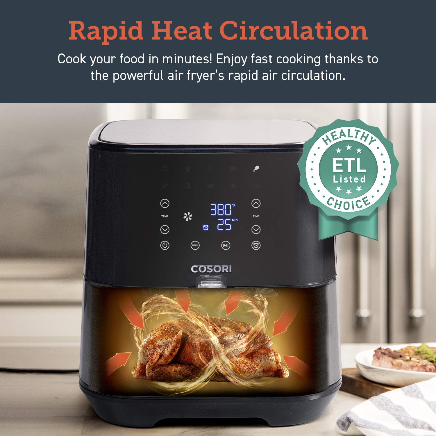 COSORI Stainless Steel Air Fryer Nonstick Basket 9 Presets 100 Recipes