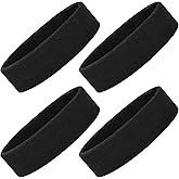 ONUPGO 4 Pack Sweatbands Sports Headbands for Men & Women, Cotton Headband Terry Cloth Sweatband for Tennis,Basketball,Football,Gym,Working Out - Moisture Wicking Elasticity
