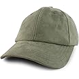 Trendy Apparel Shop Plain Faux Suede Leather Adjustable Structured Baseball Cap
