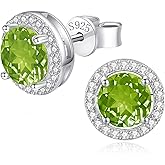 Natural Garnet Amethyst Peridot Citrine London Blue Topaz Gemstone Stud Earrings for Women, 925 Sterling Silver Birthstone Earrings hypoallergenic, Jewelry Gifts for Her Birthday Christmas