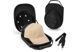 bipkonu Hard Baseball Hat Case, Hat Travel Case with Adjustable Shoulder Strap, Hat Organizer Box Cap Carrier for 6 Baseball Caps, Perfect for Travel & Home Storage, Small