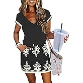 Womens Summer Dress Lantern Sleeve Square Neck Tie Front A-Line Double Layer Hem Mini Dresses