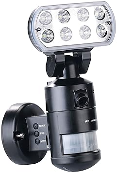 VisorTech Aussenlampe mit Kamera: HD-IP-Kamera m. LED-Flutlicht, 8 W, Bewegungsverfolgung, SD-Aufz, App (Aussenleuchte mit Fu