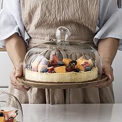 KVMORZE Cake Stand with Glass Dome, 2-in-1 Acacia