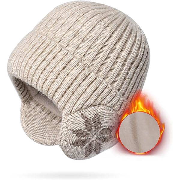 Winter Warm Ear Flap Hat Extended Thickened Warm Lined Knit Beanie