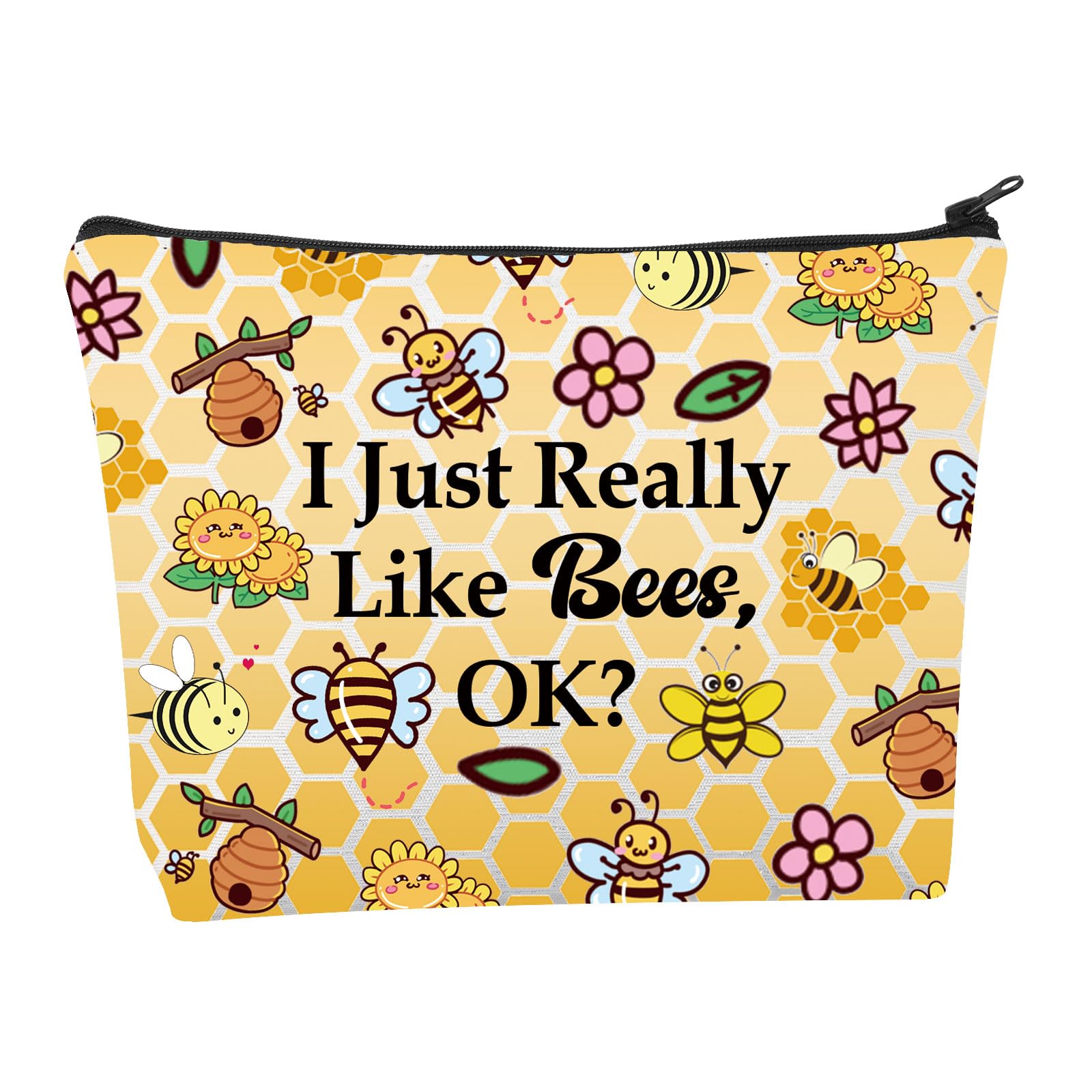 Bee Makeup Bag Bee Gifts for Bee Lovers Honeybee Gifts Bee Inspirational Gifts I Just Really Like Bees Ok Travel Cosmetic Bag