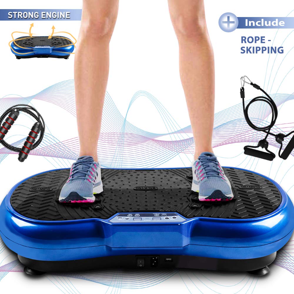 bigzzia Vibration Platform with Rope Skipping, Whole Body Workout Vibration Fitness Platform Massage Machine for Home Training and Shaping (Blue)
