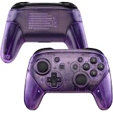 eXtremeRate Clear Atomic Puple Faceplate Backplate Handles for Nintendo Switch Pro Controller, DIY Replacement Grip Housing Shell Cover for Nintendo Switch Pro - Controller NOT Included