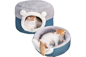 GOLOPET Cat cave,2 in 1 Multipurpose Cat Bed cave, 19.5" Diameter for Indoor Cats - cat cave Bed Large,Cat Tent with Removable Washable Upholstered Pillow, Soft Self Warming Kitten Bed