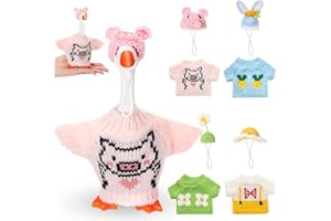 SilTriangle 4 Set 7 Inch Mini Desk Goose Knitted Outfits Cute Magnetic Goose Key Holder Multiple Colors Clothes for Home Office Magnetic Duck Statue Table Desk Key Holder Decor Gifts(Fresh)