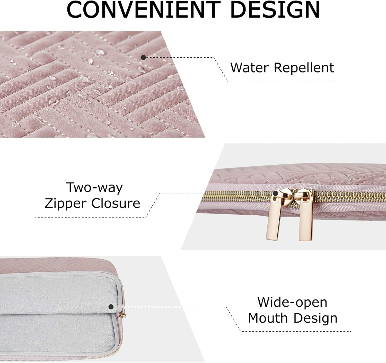 BAGSMART Laptop Sleeve Bag 13.3 Inch Laptop Case 13 Inch Computer Water Repellent Cover with Pocket,Pink: Computers & Accessories