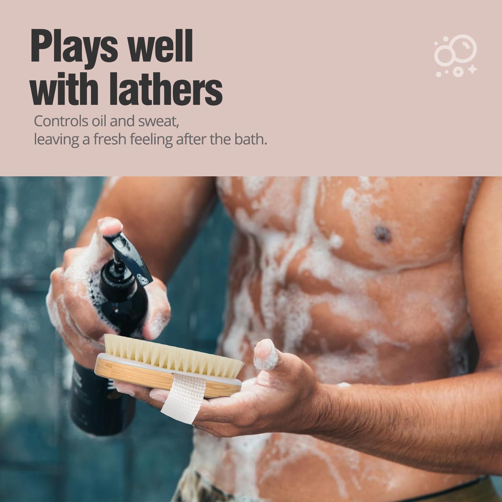 2 Pack Dry Brushing Body Brush, Natural and Soft Bristle Shower Brush for Body Cleaning, Exfoliating Bath Brush for Lymphatic Drainage Improve Circulation, Body Exfoliator Scrubber for Women Men